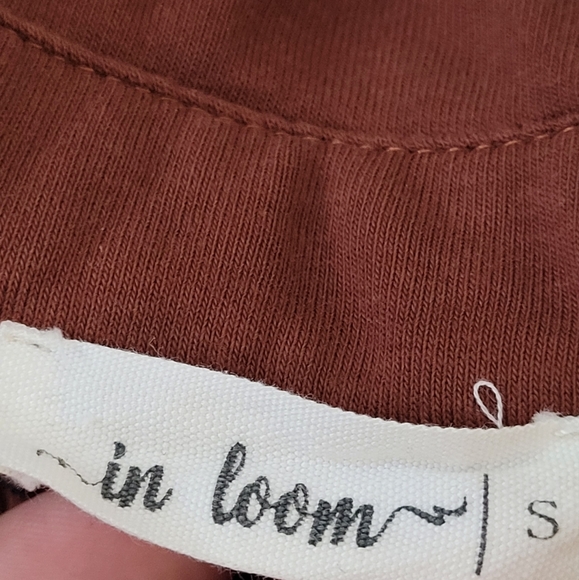 In Loom long sleeves top in rusty brown with blue stripes size small - Picture 5 of 9